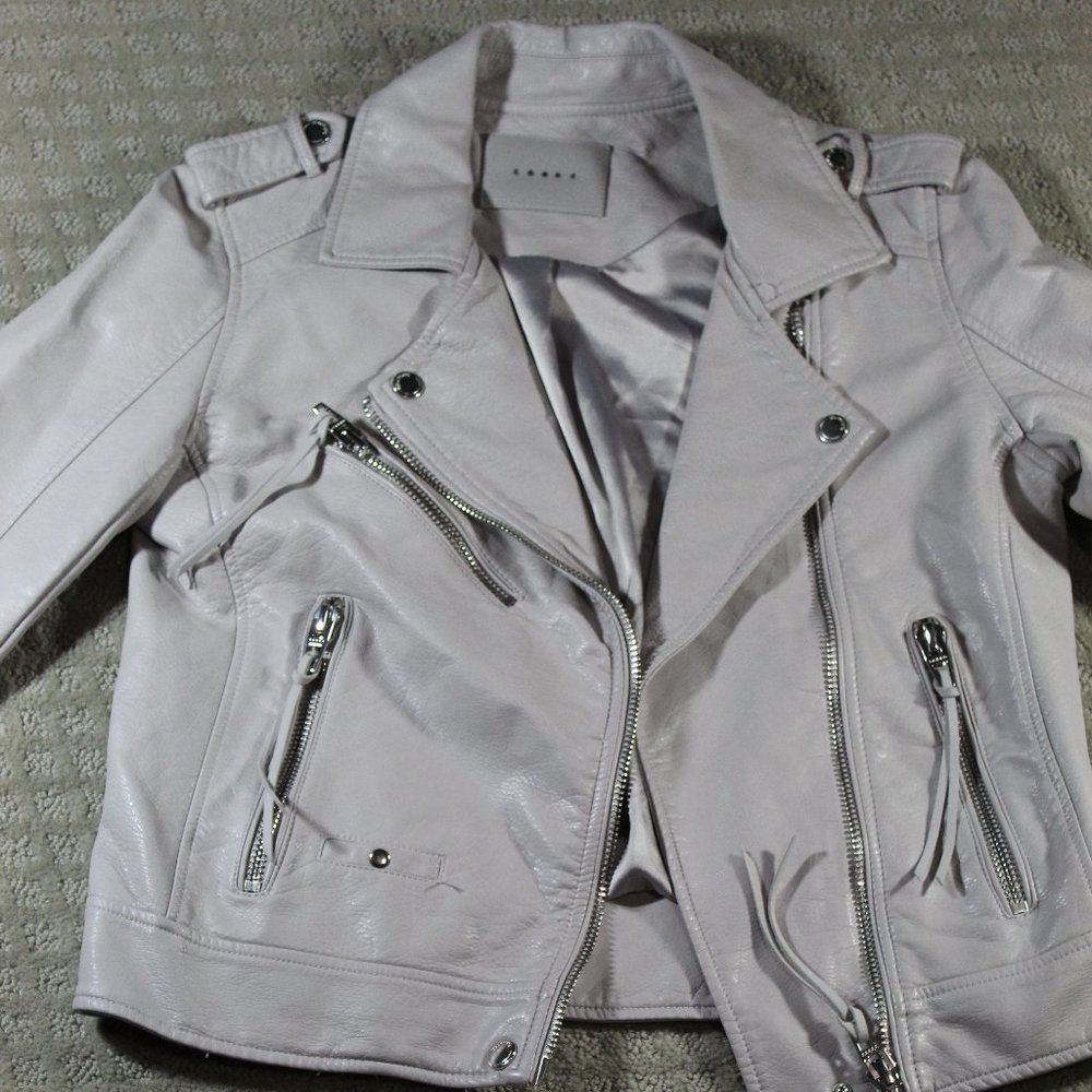 NWOT Blank NYC Life Changer Women’s M Faux Leather Classic Moto Jacket Taupe